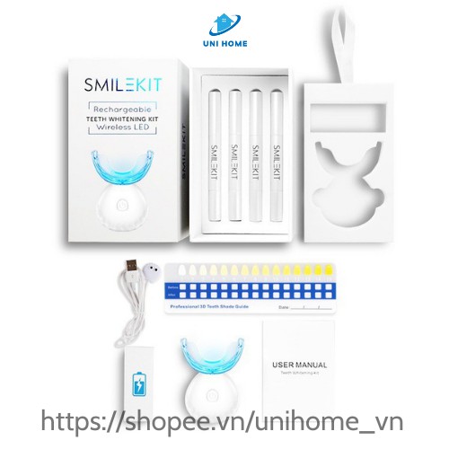 Máy làm trắng răng SMILEKIT - Máy làm trắng răng không ê buốt, giúp răng trắng sáng, chắc khỏe từ trong-Bảo hành 6 tháng