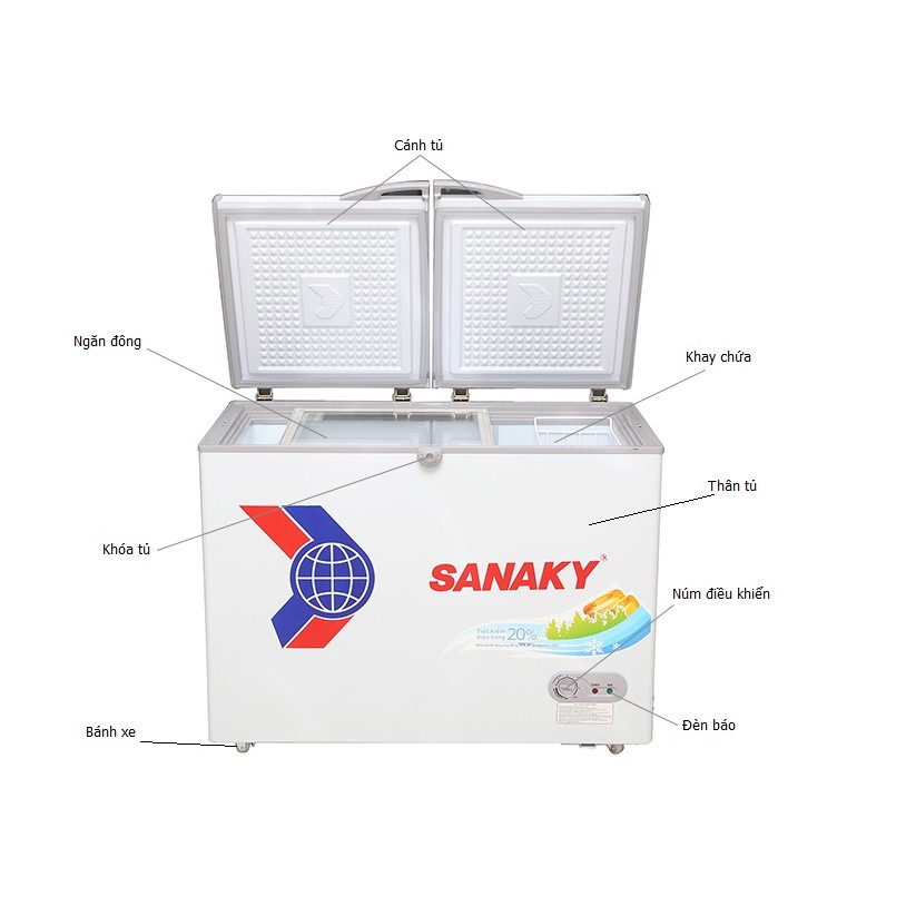 Tủ đông dàn đồng Sanaky VH-2299A1 - 1 NGĂN ĐÔNG,2 CÁNH MỞ,170 LÍT