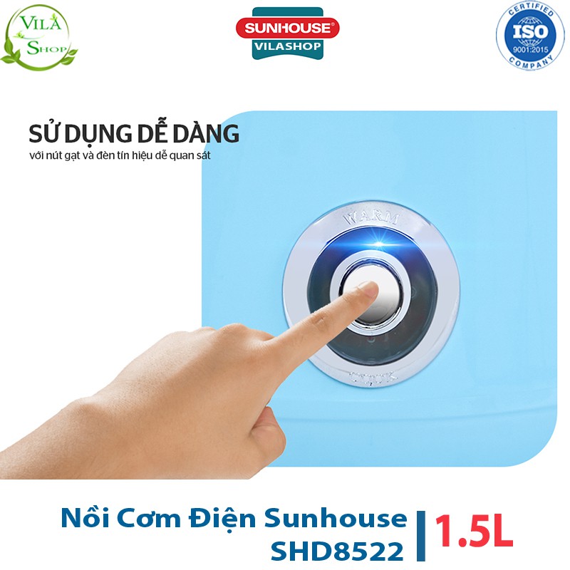 Nồi Cơm Điện, Nồi Cơm Đa Năng Sunhouse Happy Time HTD 8522G 1.2L - Vỏ Nhựa Cao Cấp, Có Quai Xách Tiện Lợi