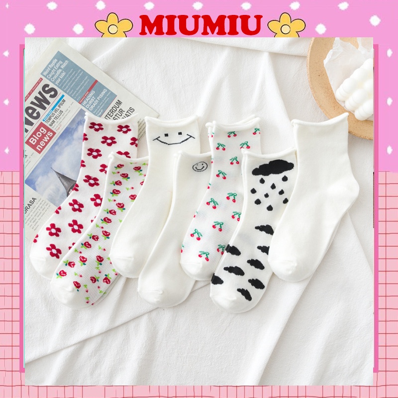 Tất Cao Cổ Nữ Hình Hoa Chất Vải Mịn M71