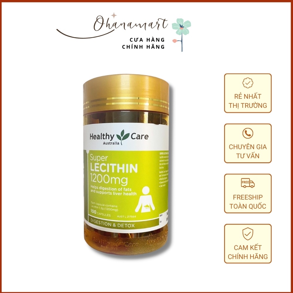 Mầm đậu nành Healthy Care Super Lecithin 100 viên   tăng Vòng 1, làm đẹp Da; cân bằng nội tiết tố Nữ