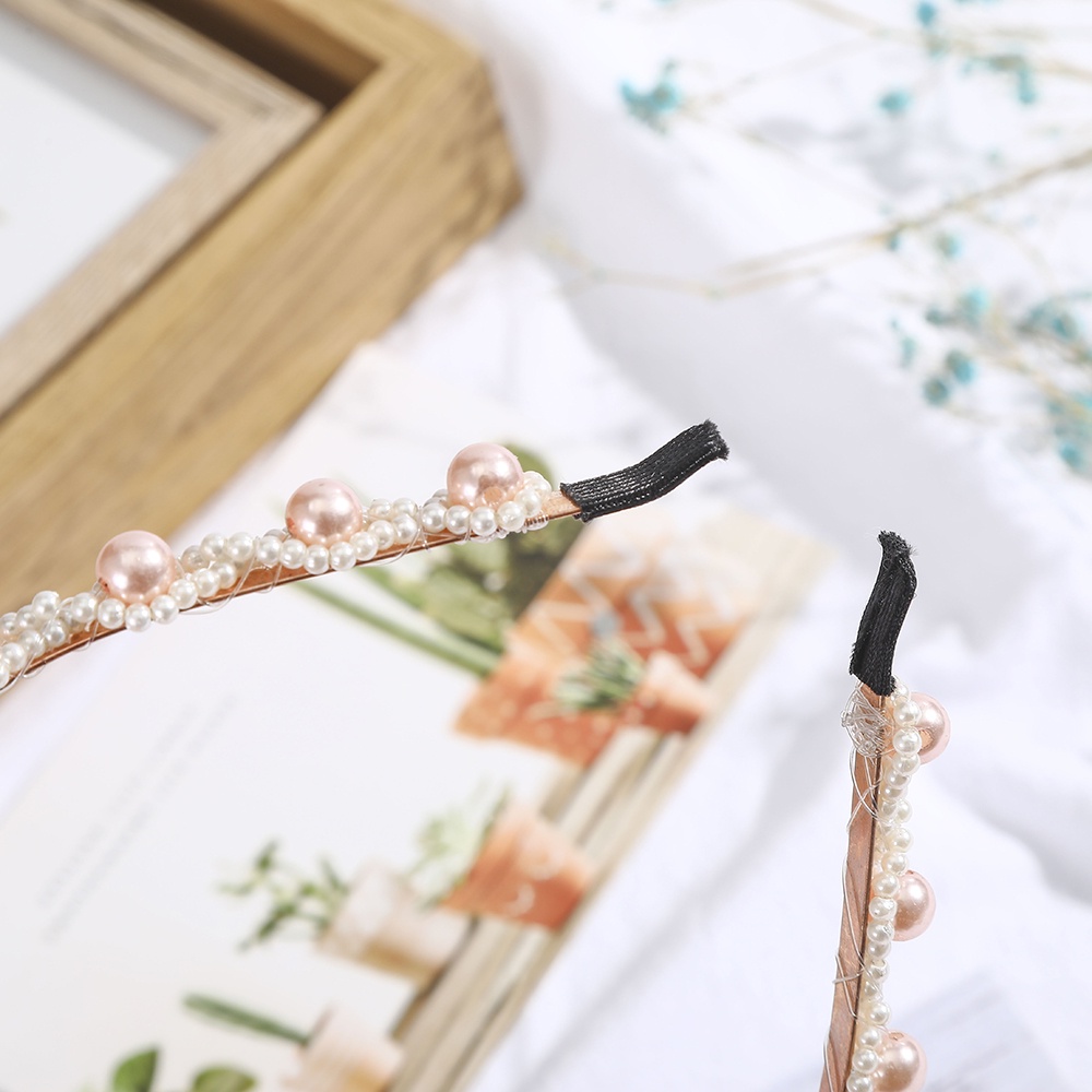 Băng đô cài tóc Haimeikang đính ngọc trai nhân tạo phong cách Hàn Quốc thời trang cho nữ