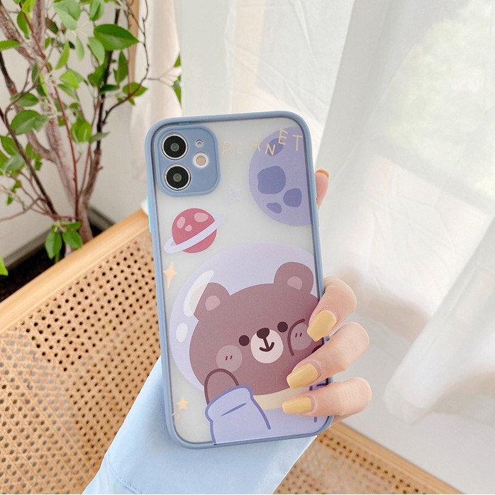 Ốp lưng Realme 5i /5/ 5s/ realme 6 nhám bảo vệ camera màu pastel đang cực hot mẫu Gấu Thỏ