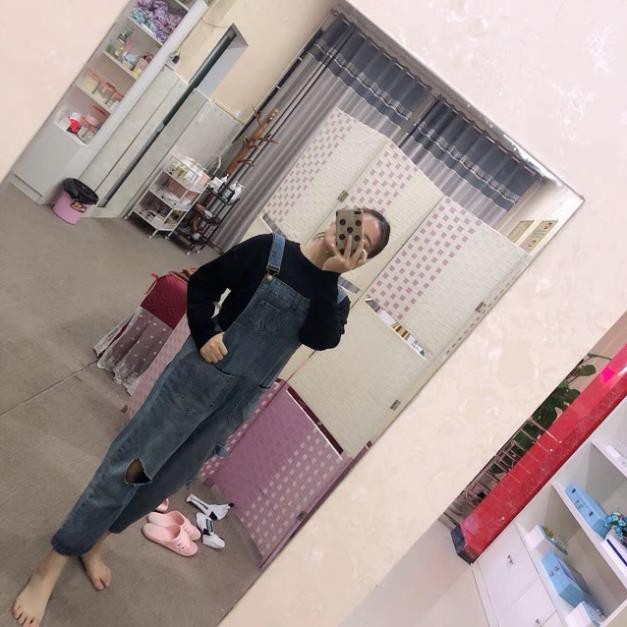 [ Sẵn s M 2xl 4xl ] Quần yếm bò jeans ulzzang có size bigsize / quần yếm ống suông rách gối xịn | BigBuy360 - bigbuy360.vn