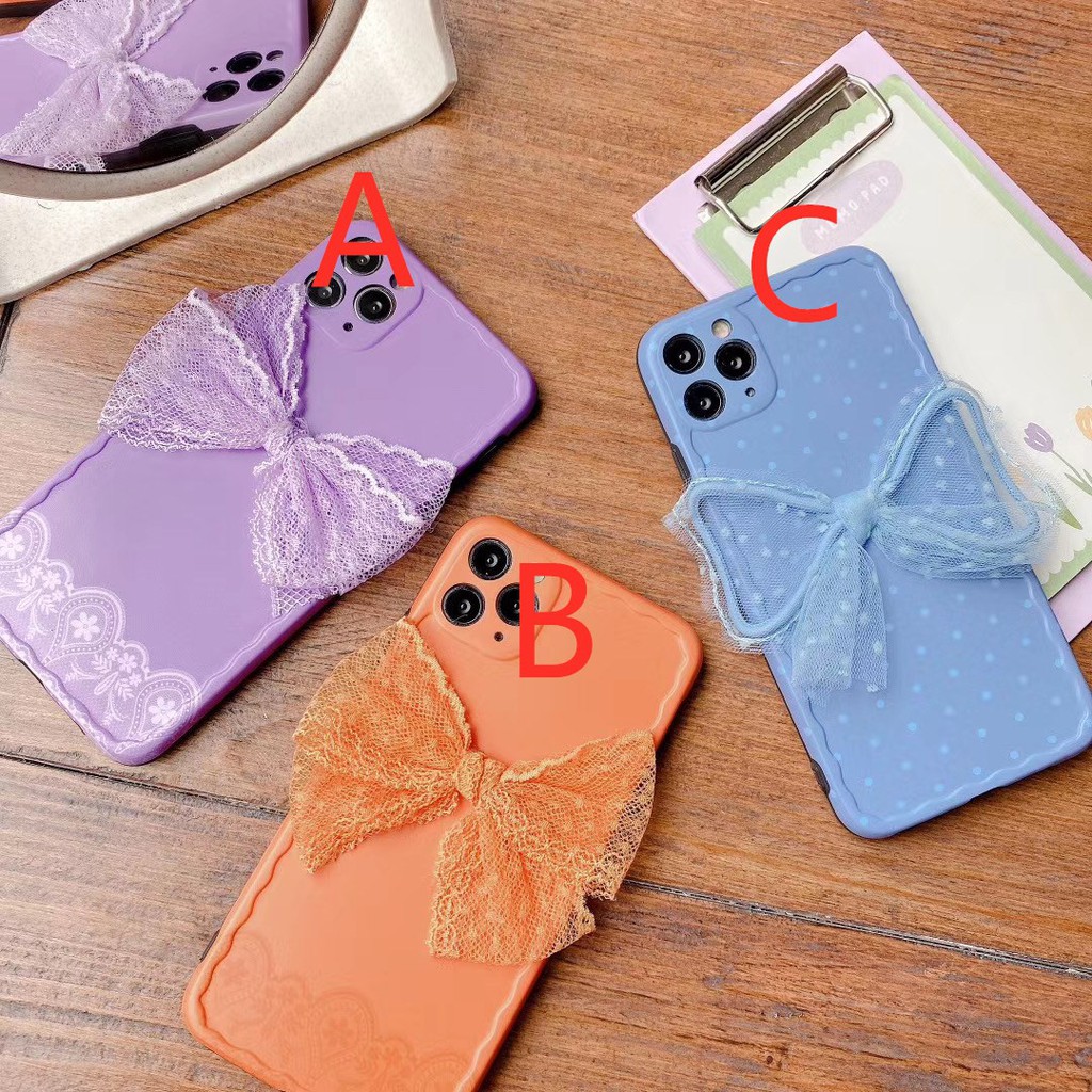 ốp điện thoại Họa Tiết Ren Đính Nơ Dễ Thương Cho Iphone 7 8plus X Xr Xsmax 11 Pro Promax | BigBuy360 - bigbuy360.vn