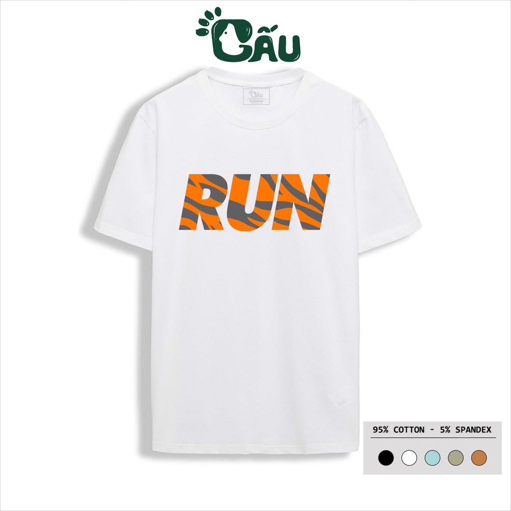 Áo thun nam GẤU 194 cổ tròn tay ngắn vải coton co dãn, dày dặn, form regular fit - Run