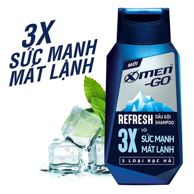 X-MEN -   Dầu gội X-Men Go REFRESH 3 Loại Bạc Hà 370G - Giá Sỉ