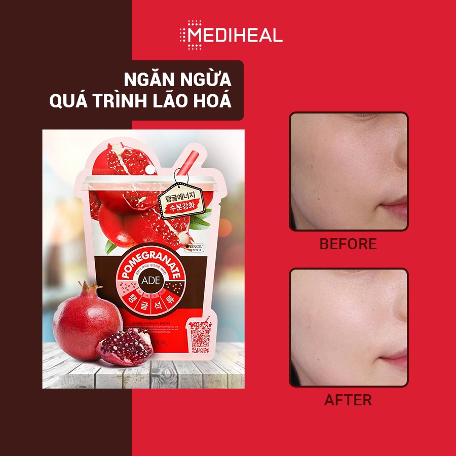 Mặt nạ chiết xuất Lựu đỏ Dưỡng ẩm và đàn hồi da Mediheal Pomegranate Vita Mask 20ml [K14]