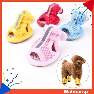 Bộ 4 Giày Xăng đan Đế Cao Su Phối Lưới Thoáng Khí Chống Trượt Cho Thú Cưng