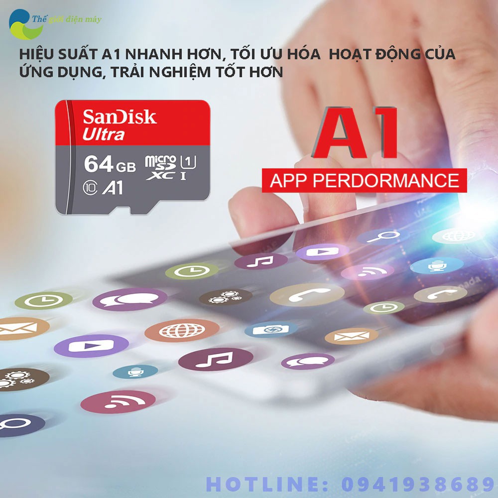 [SaleOff] Thẻ Nhớ Sandick 64GB 100MB/s Chuẩn Class10 U1 A1 - Bảo Hành 12 Tháng - Shop Thế Giới Điện Máy .