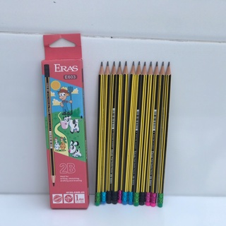 Bút chì gỗ đen 2B có tẩy ERAS E603 - vanphongphamnhanvan