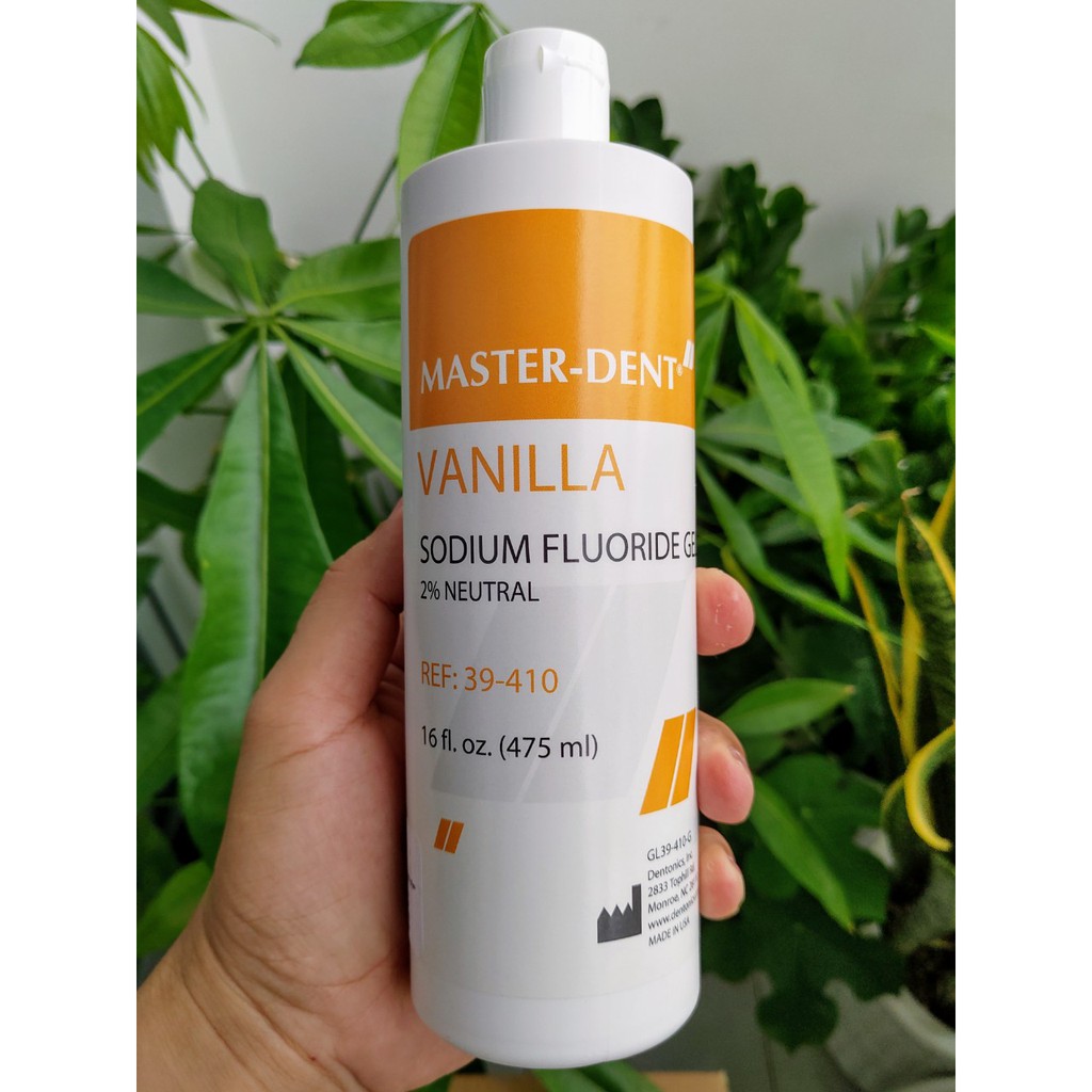 Gel ngậm fluor trung tính Master Dent 2% Sodium fluor và 2% Neutral hương Vanilla, ngừa sâu răng, giảm ê buốt 475ml