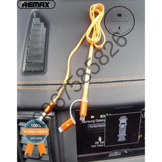 - Cáp Sạc Remax 2 Đầu Cho Iphone, Micro Usb Có Đèn Led (Remax Aurora) - BH 6 Tháng