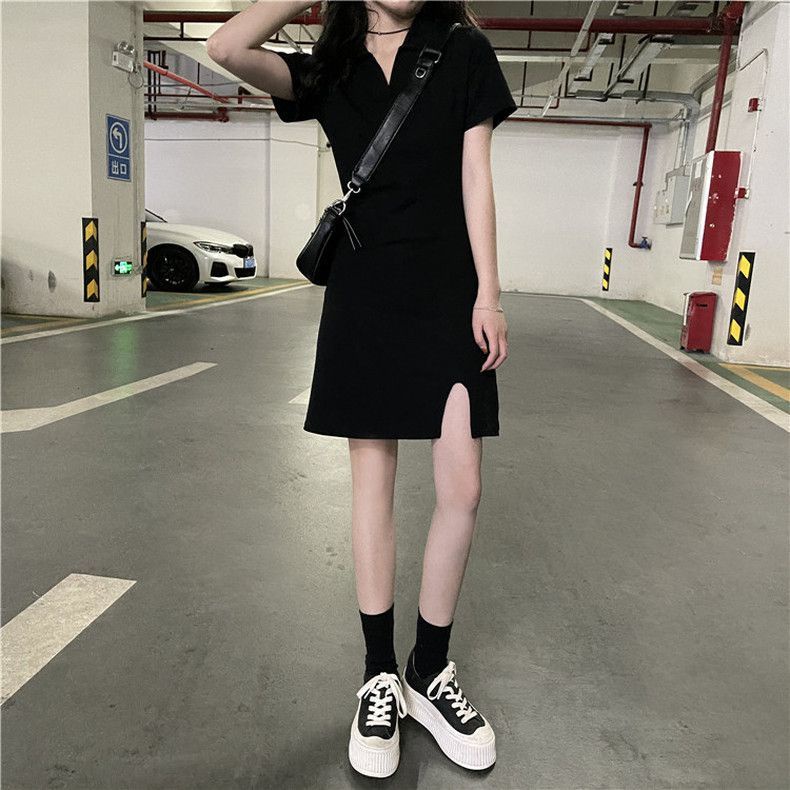 Đầm Đen Tay Ngắn Cổ Chữ V Thời Trang Cho Nữ đầm NZ-LYQ-21