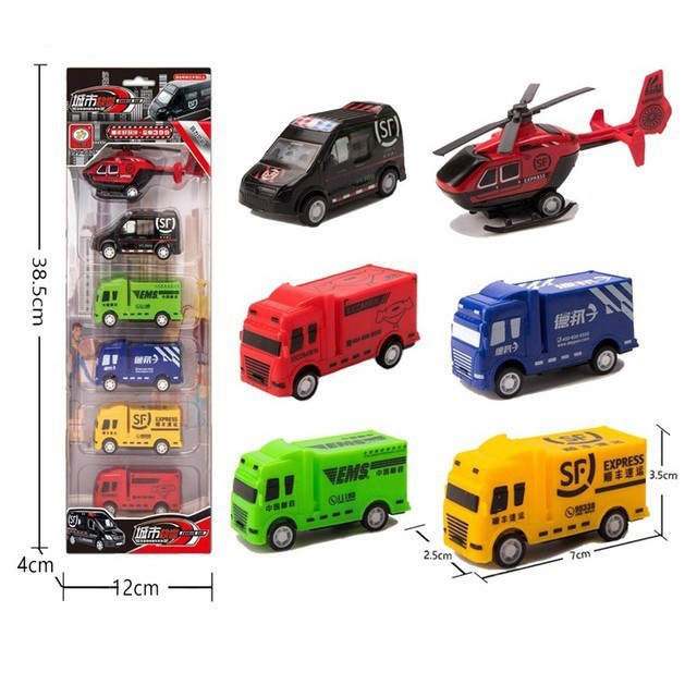 Đồ chơi mô hình ô tô, máy bay, xe công trình xây dựng, quân đội phát triển kỹ năng nhận biết cho bé, 6 chiếc Soleil home