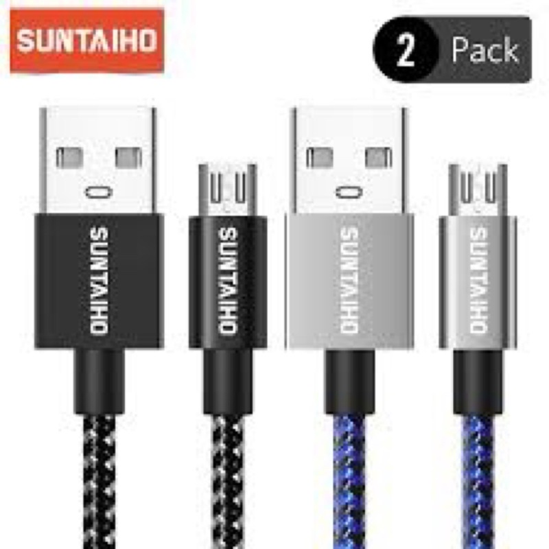 Cáp sạc nhanh SUNTAHO MicroUSB, Lighting (Dây dù, 2A, 1m, 1m8, Red)
