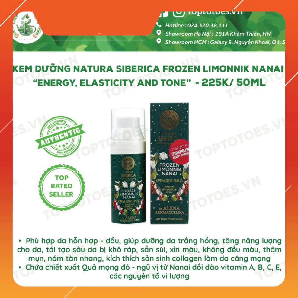 CHI ÂN HÈ Kem dưỡng Natura Siberica Frozen Limonnik Nanai "Energy, Elasticity And Tone" dưỡng trắng hồng & tái tạo da CH