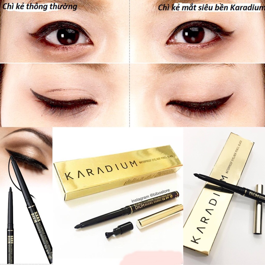 Bút Chì Kẻ Mắt Karadium Waterproof Eyeliner Pencil Black