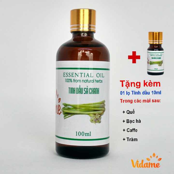 Tinh Dầu Sả chanh 100ML VIDAME - Hàng Công Ty Nhập Khẩu Ấn Có Kiểm Định Chất Lượng, Xông phòng, đuổi muỗi