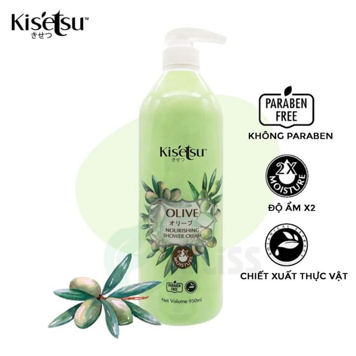 Sữa tắm sáng da dưỡng ẩm, chống lão hoá Kisetsu 950ml (Anh Đào, Hồng, LiLy, Aloe Vera, Sữa Dê Ong Chúa, Olive, YuZu)