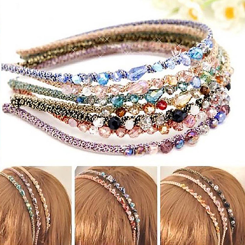 Băng đô cài tóc đính kim cương giả nhiều màu long lanh