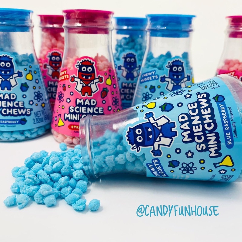 KẸO MAD SCIENCE MINI CHEWS VỊ DÂU TÂY/ MÂM XÔI XANH 90G/ KẸO TRẺ EM