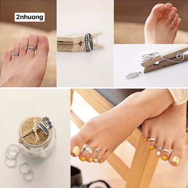 nhẫn tay chân nữ nhiều size nhẫn giữa ngón mid finger midi middle ring