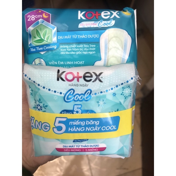 [SỐC]KOTEX_BAN_ĐÊM_COOL_MÁT_LẠNH_28CM_TẶNG_HNCOOL