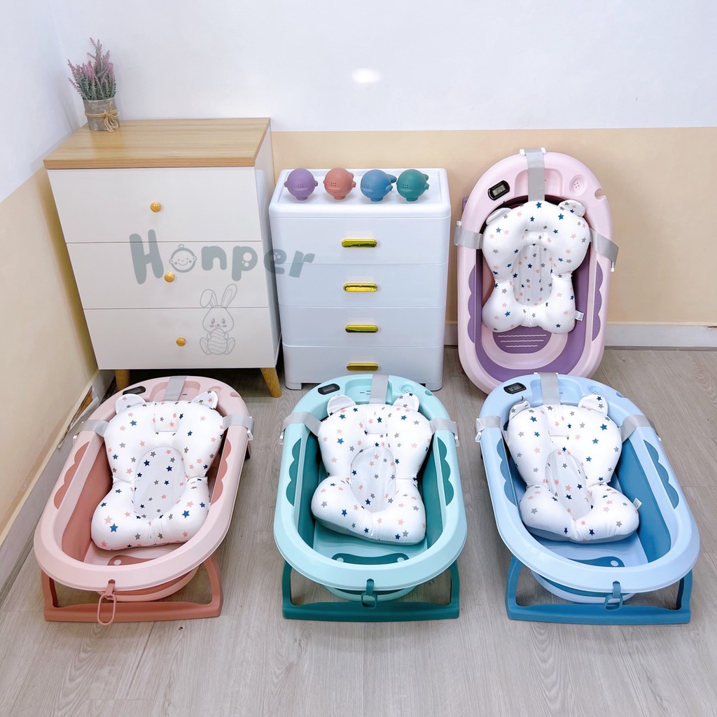 Chậu tắm gấp gọn Honper kèm phao có nhiệt kế phân phối chính hãng Bonbon mart