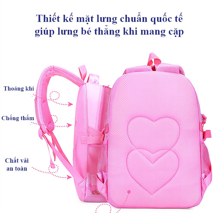 Balo đi học cho bé gái, balo học sinh hình công chúa xinh xắn phù hợp cho bé gái 6-10 tuổi BBShine – B009