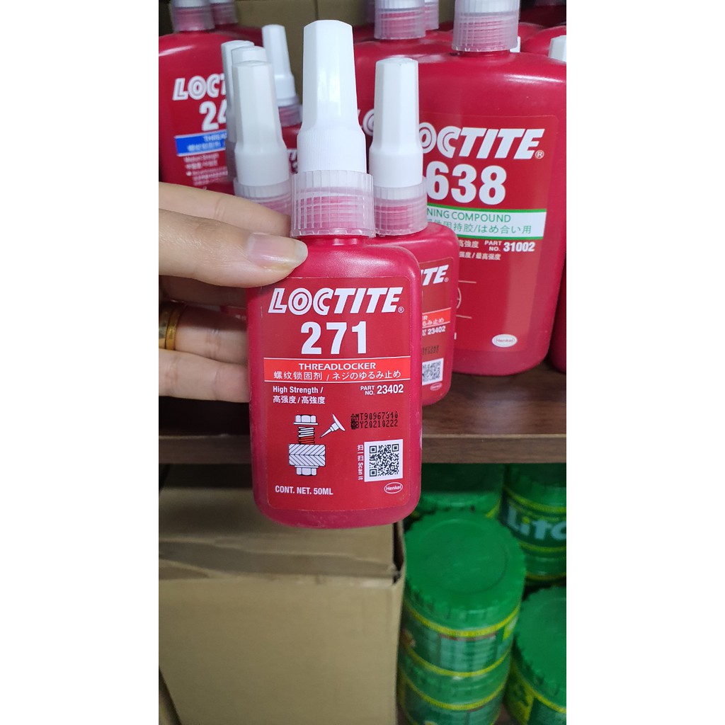 KEO DÁN KHÓA REN BULONG LOCTITE 271 MEDIUM STRENGTH OIL TOLERANT THREADLOCKER 50ML