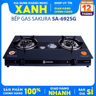 Bếp gas đôi Sakura SA 692SG Mới Chính Hãng+Tặng Dây gas,M-Đầu đốt tiết kiệm gas-BH 12 tháng