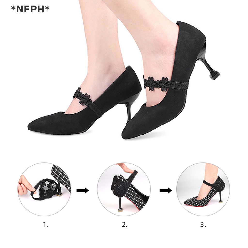 1 Cặp dây quai giày cao gót co giãn phối ren có thể điều chỉnh và tháo rời