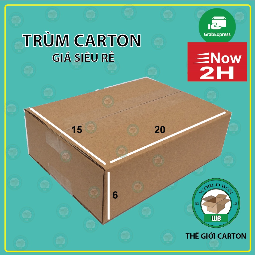 thùng hộp carton gói hàng 20x15x6 bộ 100 cứng cáp