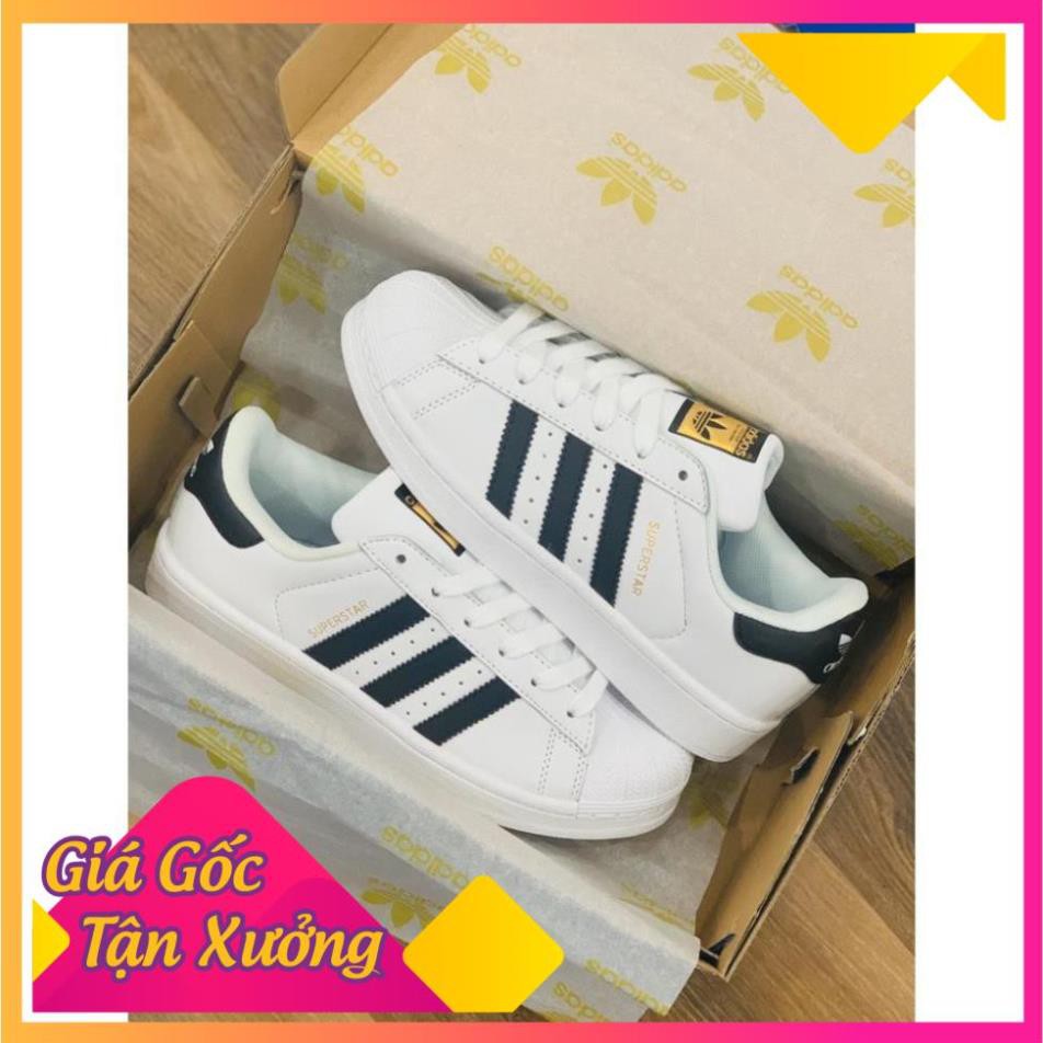 ⚡[SALE OFF] Giày Thể Thao SuperStar Sò Tem Vàng Trắng Sọc Đen Khuyến Mãi