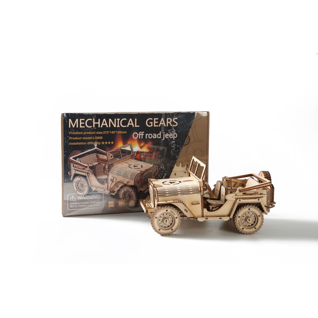 Đồ chơi gỗ lắp ráp 3D mô hình xe Jeep cắt laser Birkeetoys