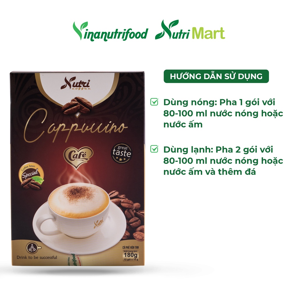 Cà phê capuchino Vinanutrifood C01, hương vị thơm ngon béo ngậy, giúp khơi dậy tinh thần tỉnh táo (15g x 12 gói) | BigBuy360 - bigbuy360.vn