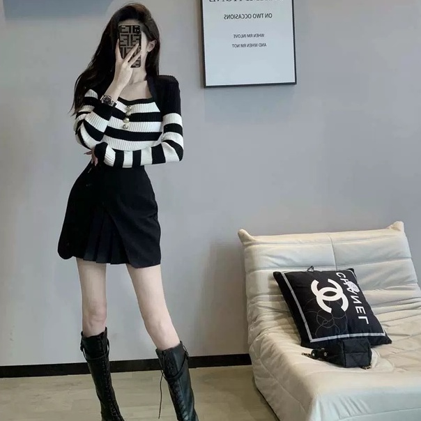 【ZHELIHANGFEI】Áo Len Tay Dài Lưng Cao Thời Trang Cho Nữ