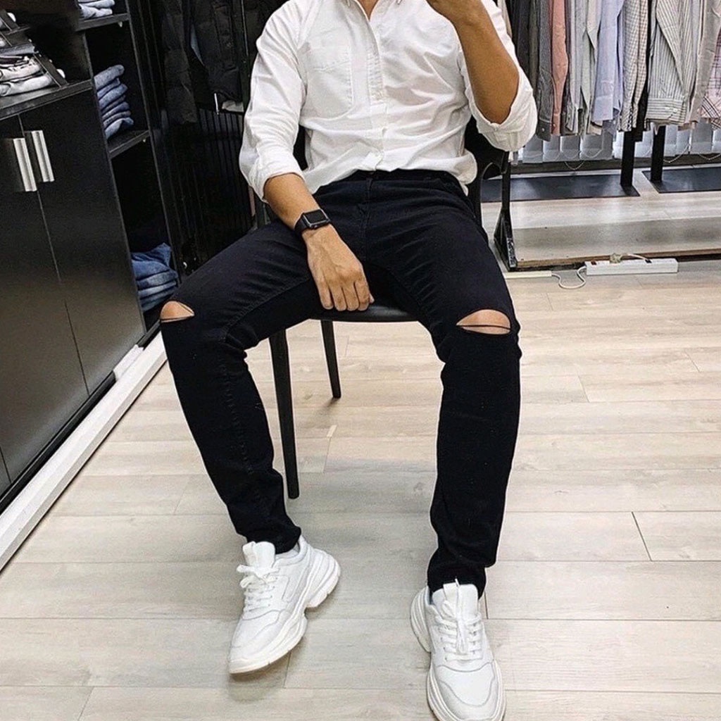 Quần jean nam co giãn vải jean dày chất lượng TS100 Tronshop