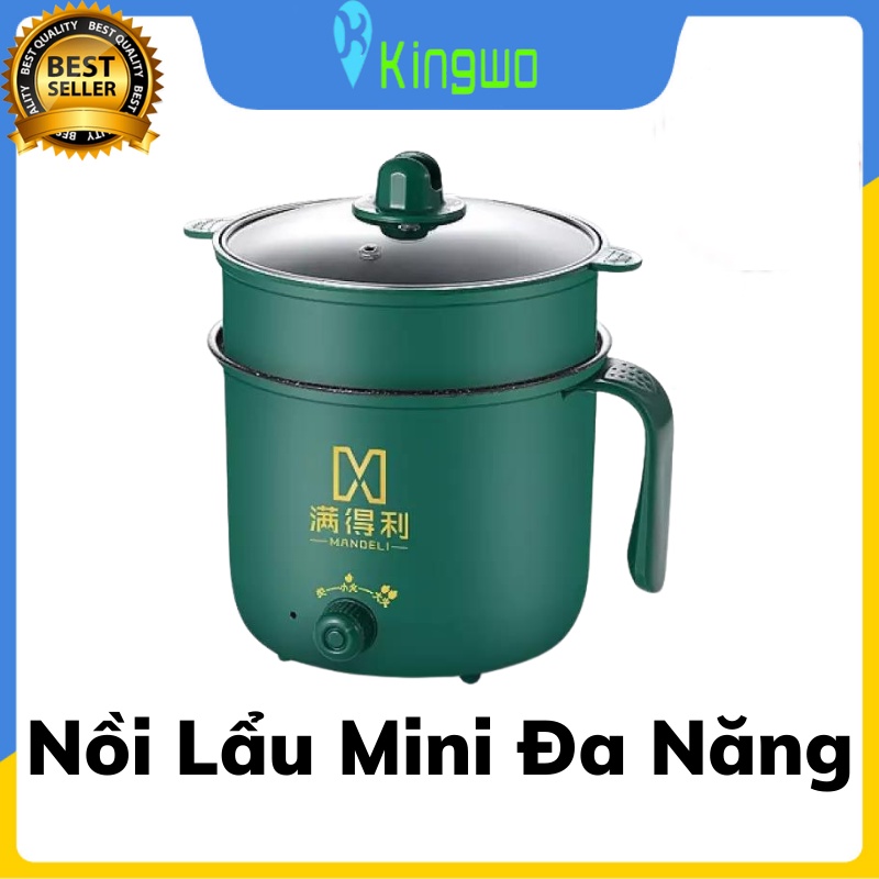 Nồi Lẩu Mini, Ca Nấu Mì Nấu Cơm Đa Năng Có Tay Cầm 1,8L - Nồi Lẩu Điện 2 Nấc Nhiệt Kèm Giá Hấp Siêu Hot - NLMN02