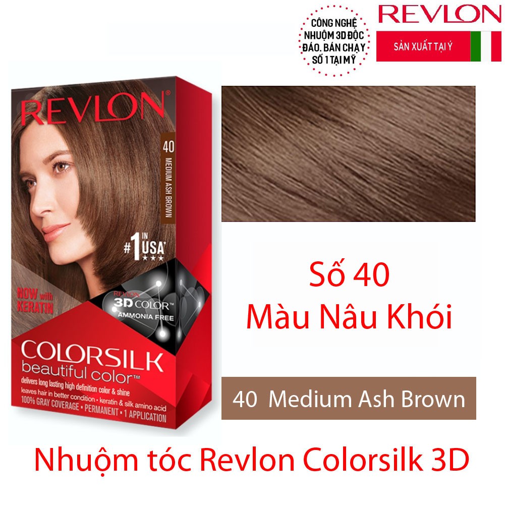Thuốc nhuộm tóc Revlon Colorsilk số 40 (Medium Ash Brown)