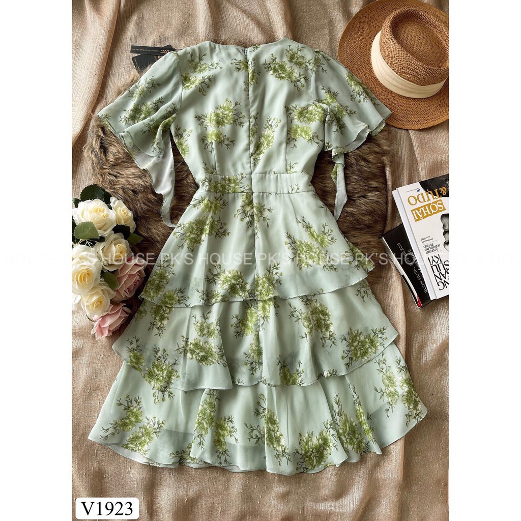 Đầm Thiết Kế Dáng Xoè Hoa Xanh Xếp Tầng Cánh Tiên V1923, Váy Xoè Voan Hoa Cao Cấp - PK Official | BigBuy360 - bigbuy360.vn