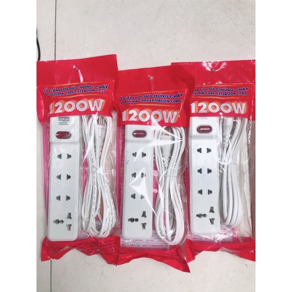 Ổ cắm 4 lỗ 1200W Sopoka dây dài 4,5m có công tắc bấm kiêm đèn báo