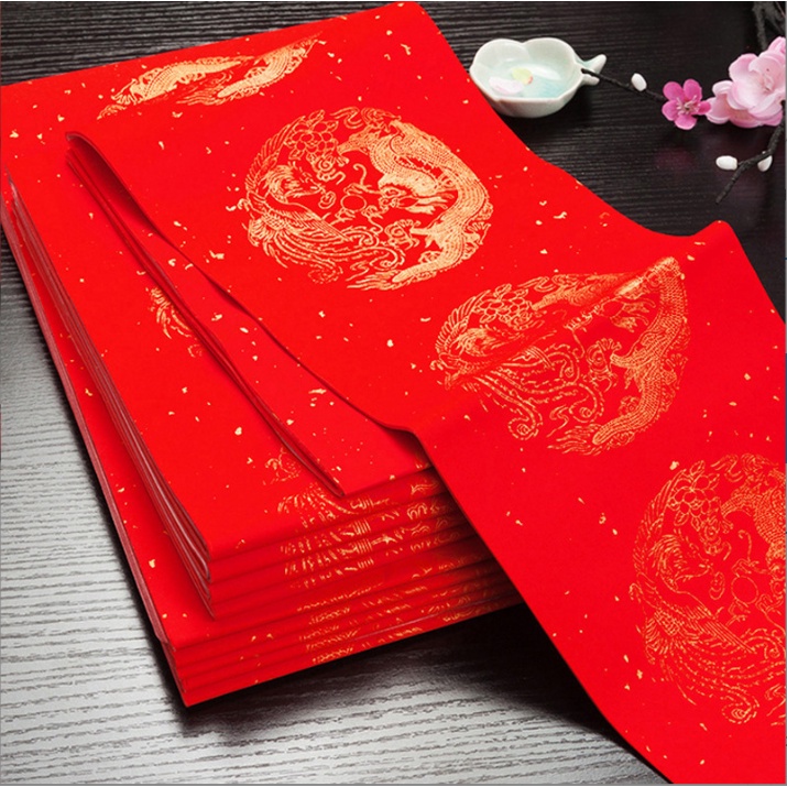 GIẤY VIẾT CÂU ĐỐI ĐỎ - LIỄN GIẤY XUYẾN CHỈ ĐỎ VIẾT CÂU ĐỐI THƯ PHÁP