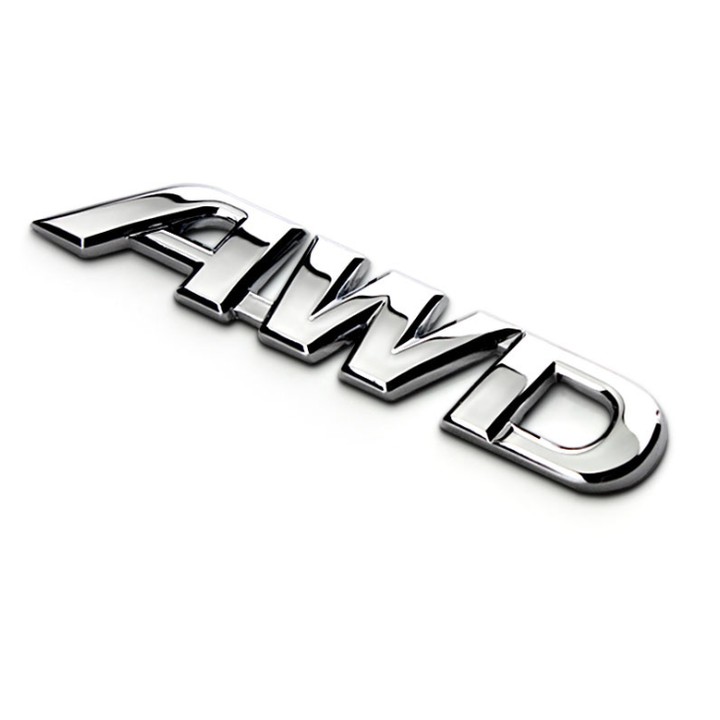 Decal tem chữ AWD inox dán trang trí ô tô G40108 Kích thước là 9×1.2cm