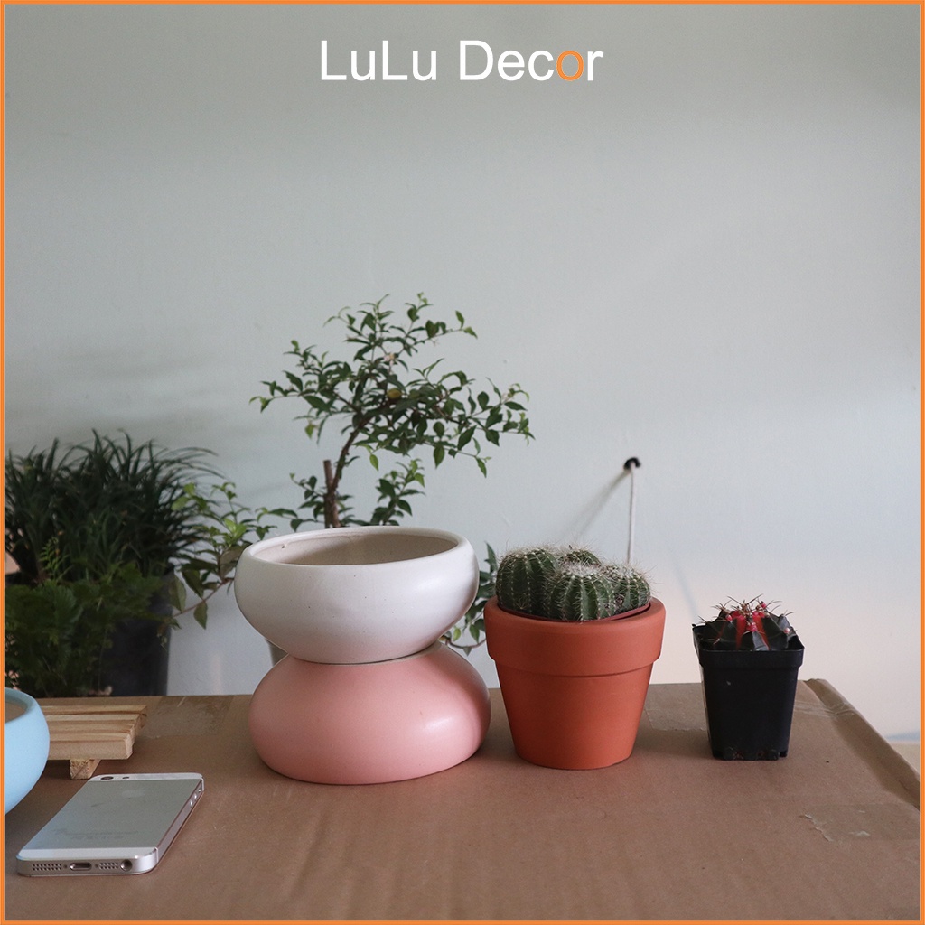 Chậu Trồng Cây - Chậu Men Trơn Bát Tràng 13x5cm, Chậu Trồng Sen Đá, Xương Rồng, Dương Xỉ, Cây Mini Để Bàn