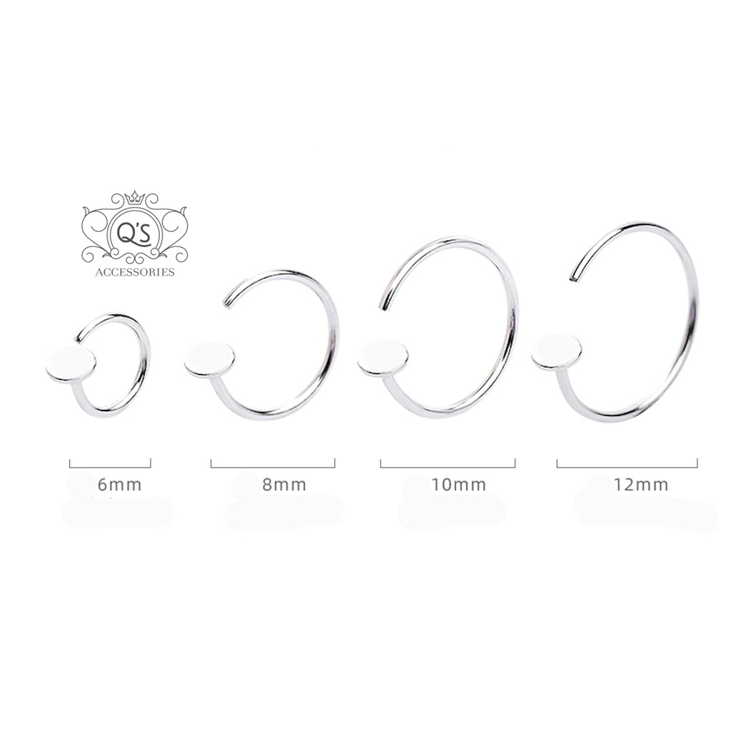 Khuyên tai bạc 925 móc đinh tán chữ C bông vành nam nữ S925 MINIMAL Silver Earrings QA SILVER EA200905