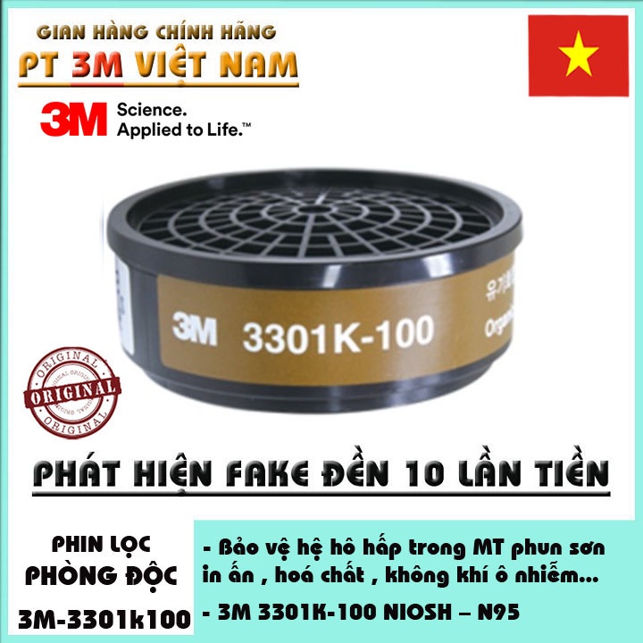 Phin lọc 3M 3301K-100 phòng độc hơi hữu cơ