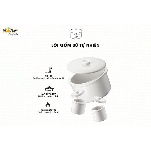 NỒI NẤU CHÁO CHẬM BEAR 1.6lit,BẢN QUỐC TẾ FREE SHIP‼️ NỒI NINH HẦM ĐA NĂNG CHƯNG CÁCH THỦY CHO BÉ ĂN DẶM