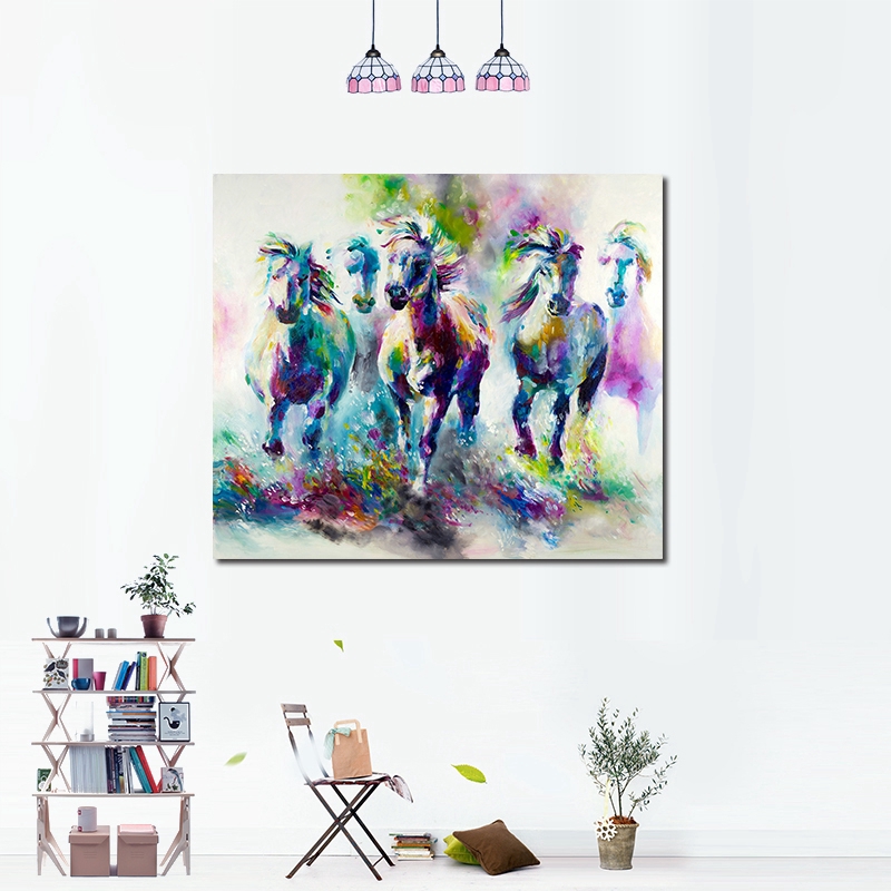 Tranh Vải Canvas Treo Tường Trang Trí Nội Thất Hình Chú Ngựa Độc Đáo